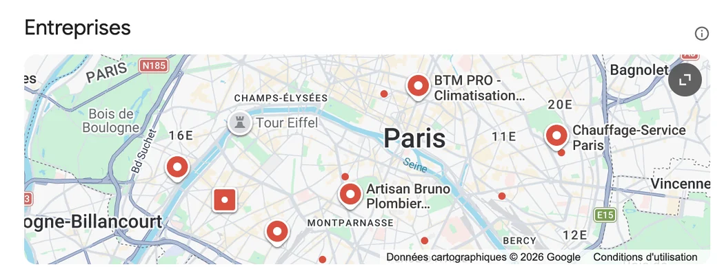 Carte des adresses et positions locales
