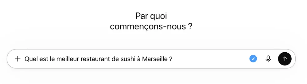 Question posée à ChatGPT : meilleur restaurant de sushi à Marseille