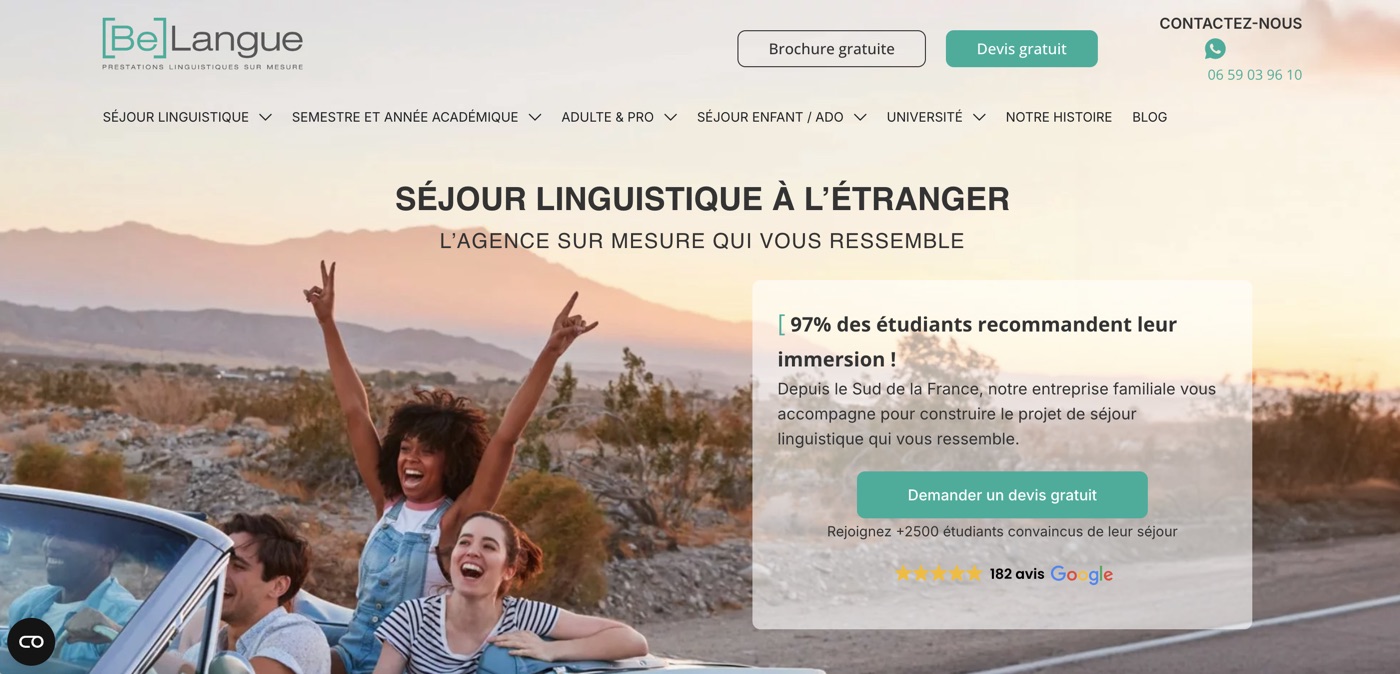Site Be Langue — séjours linguistiques