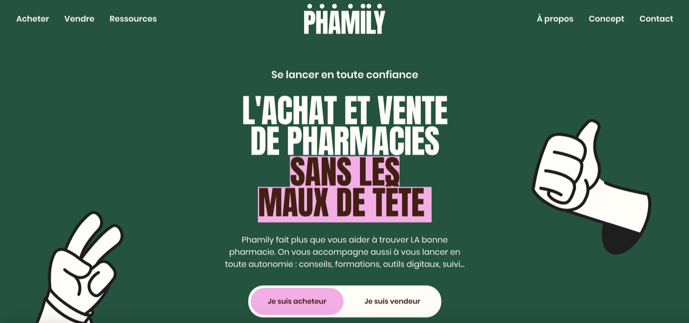 Site Phamily — achat et vente de pharmacies