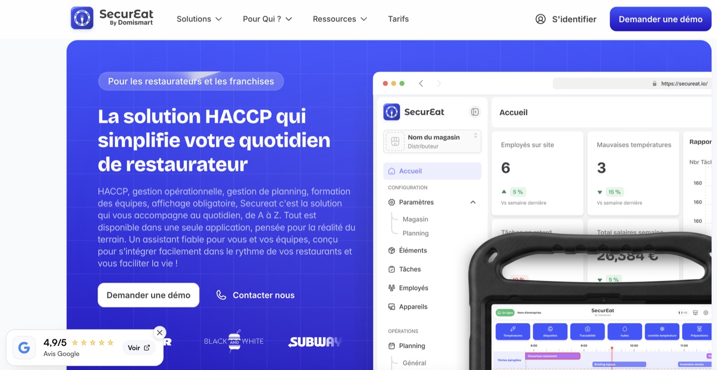 Site SecurEat — solution HACCP